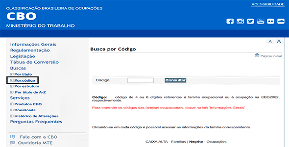 Consultar CBO por código de ocupação profissional